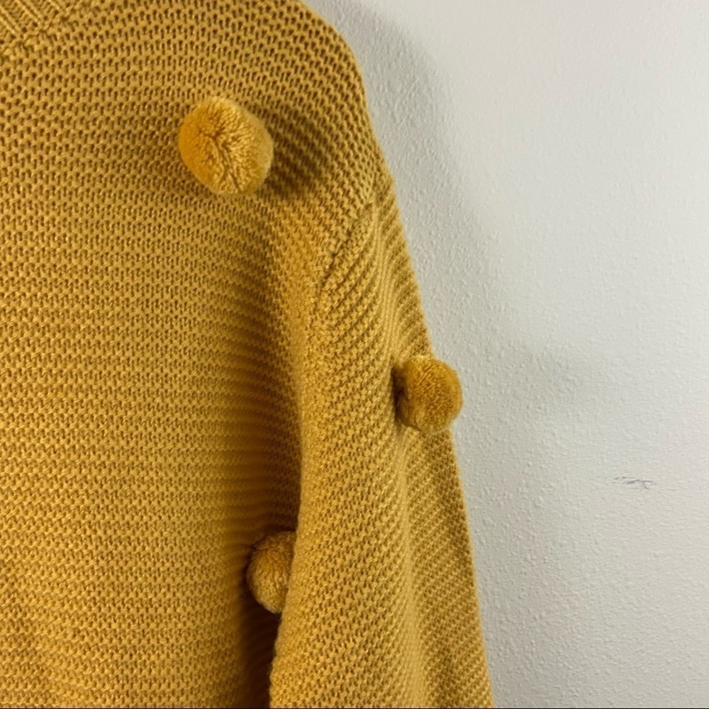 Blushing Heart Gold Pom Pom Knit Pullover Sweater Womens Sz L Mock Neck - Picture 5 of 11